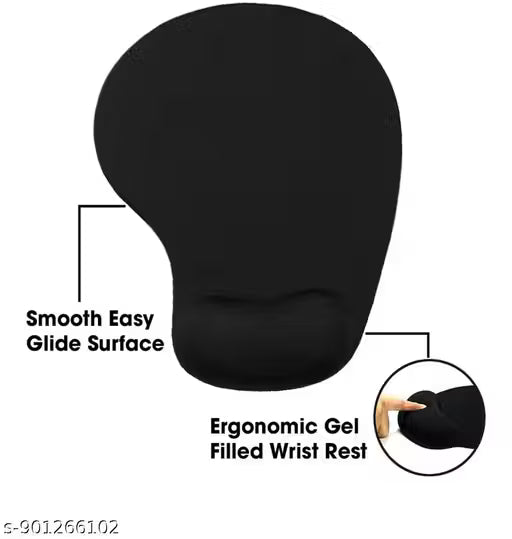 Stealth Black XL Mouse Pad with Wrist Rest – Gaming & Office Use