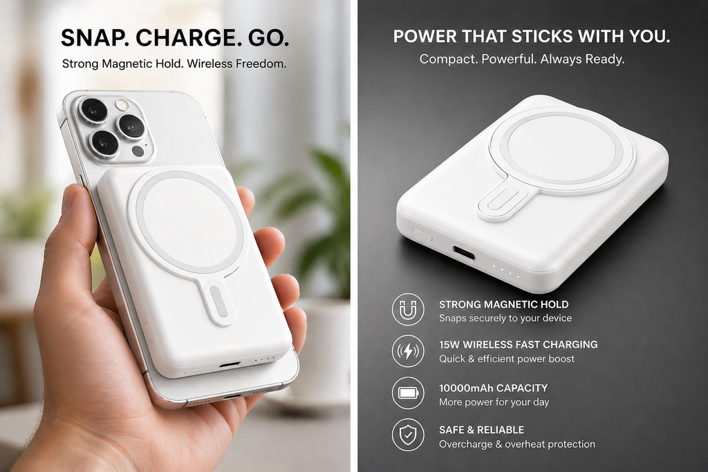 Magnetic Wireless Power Bank 10000mAh | Fast Charging | Liveteky– Snap & Charge